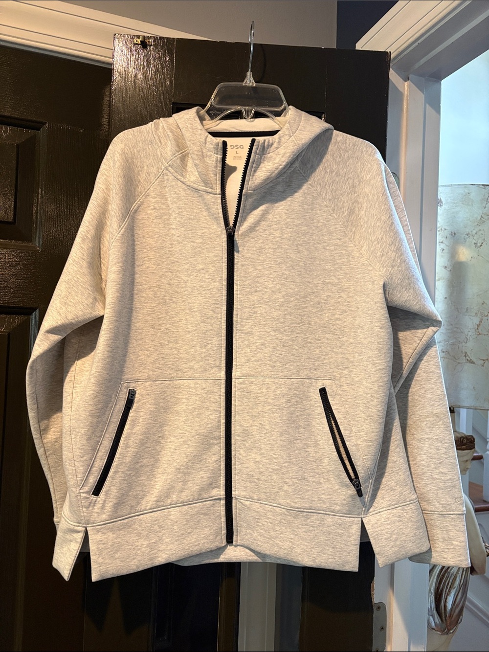 DSG Heather Gray Zip Hoodie with Black Trim